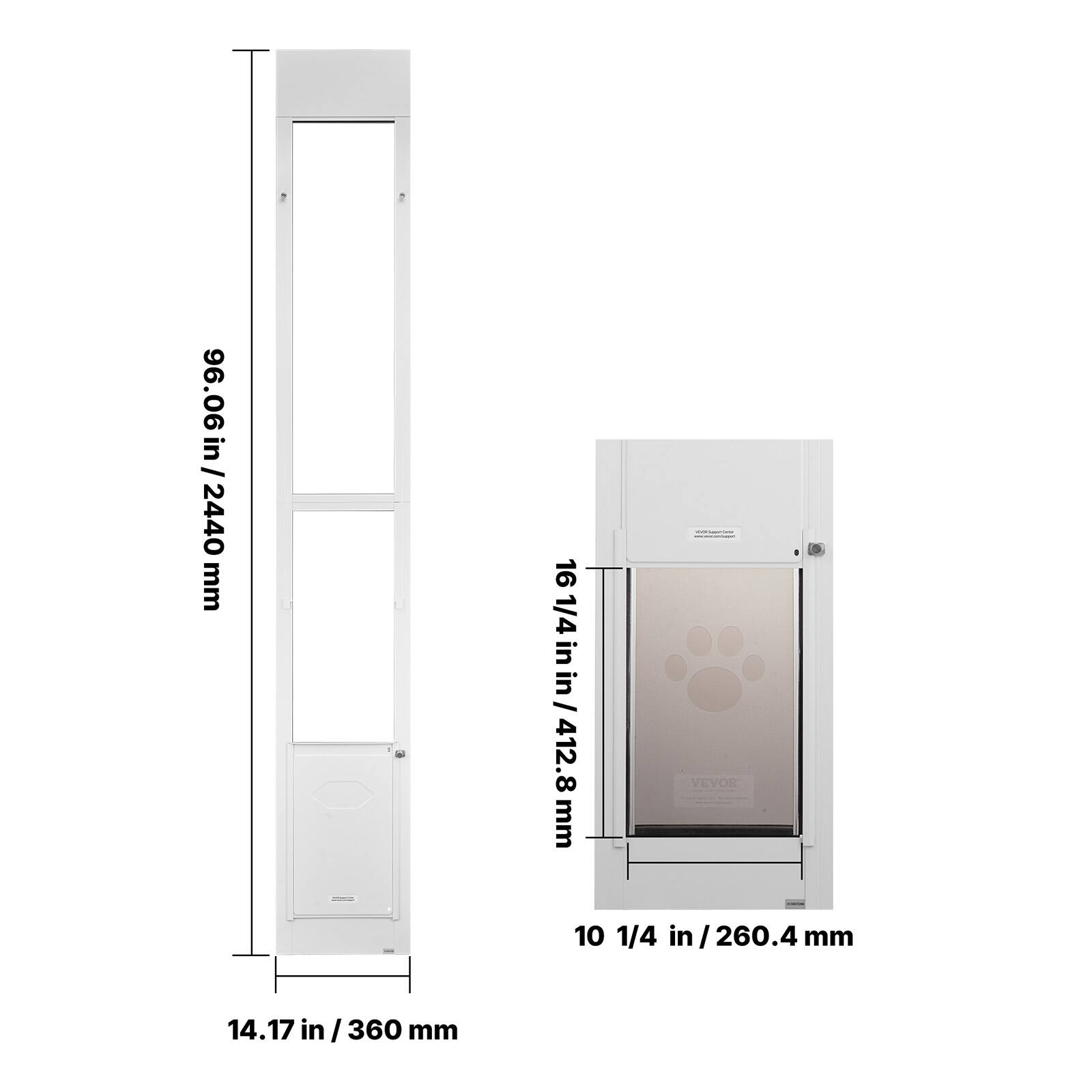 96.06 in / 2440 mm  
16 1/4 in / 412.8 mm  
10 1/4 in / 260.4 mm  
14.17 in / 360 mm