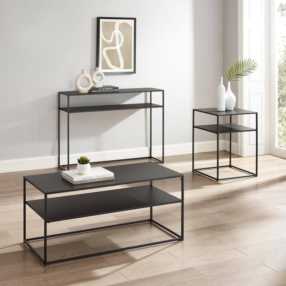 Alt View 8. Crosley Furniture - Braxton 3-Piece Coffee Table Set - Coffee Table - Matte Black.