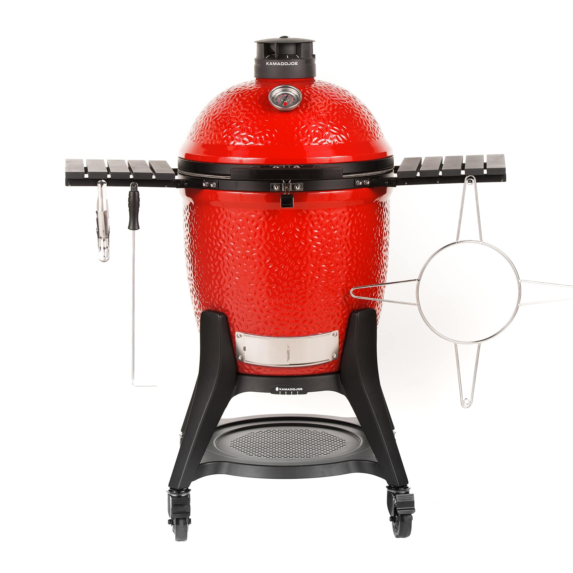 Alt View 11. KAMADO JOE - CLASSIC JOE III Charcoal Grill with cart and locking wheels - Blaze Red.