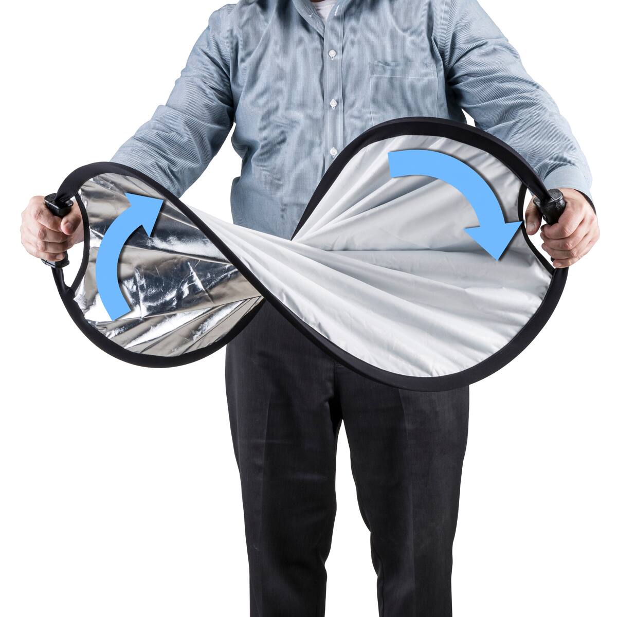 Alt View 4. Glow - Glow Circular Collapsible Reflector with Handles (32", Silver/White).