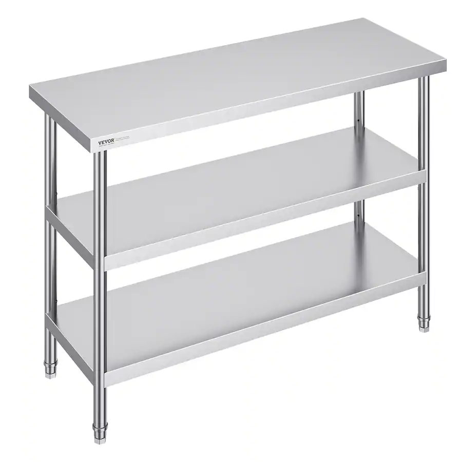 Prep Table Rvt VEVOR Stainless Steel Food Prep Table, 18 x 48 x 34 Inch, with 2 ...