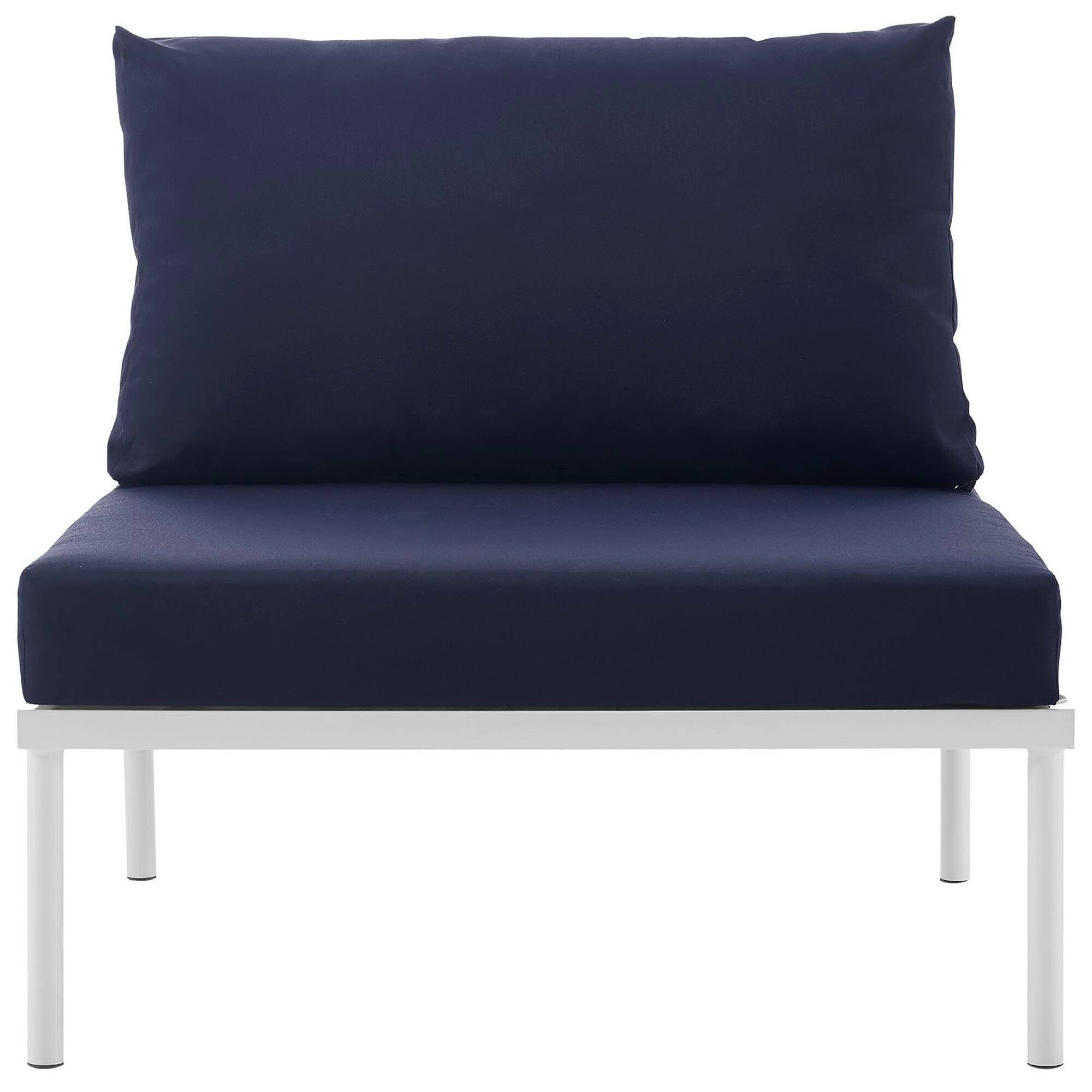 Alt View 1. Modway - Harmony Armless Outdoor Patio Aluminum Chair by Modway - White Navy.