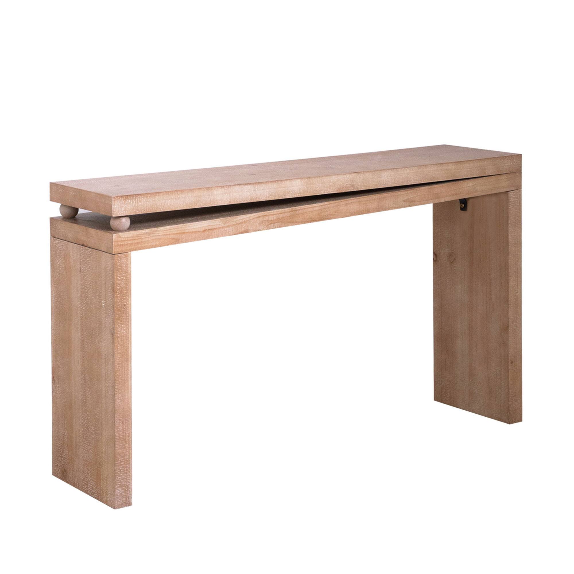 Alt View 1. GOODSILO - Slim Natural Wood Console Table with Bead Detail for Entryways Hallways and Living Rooms - Light Natural.