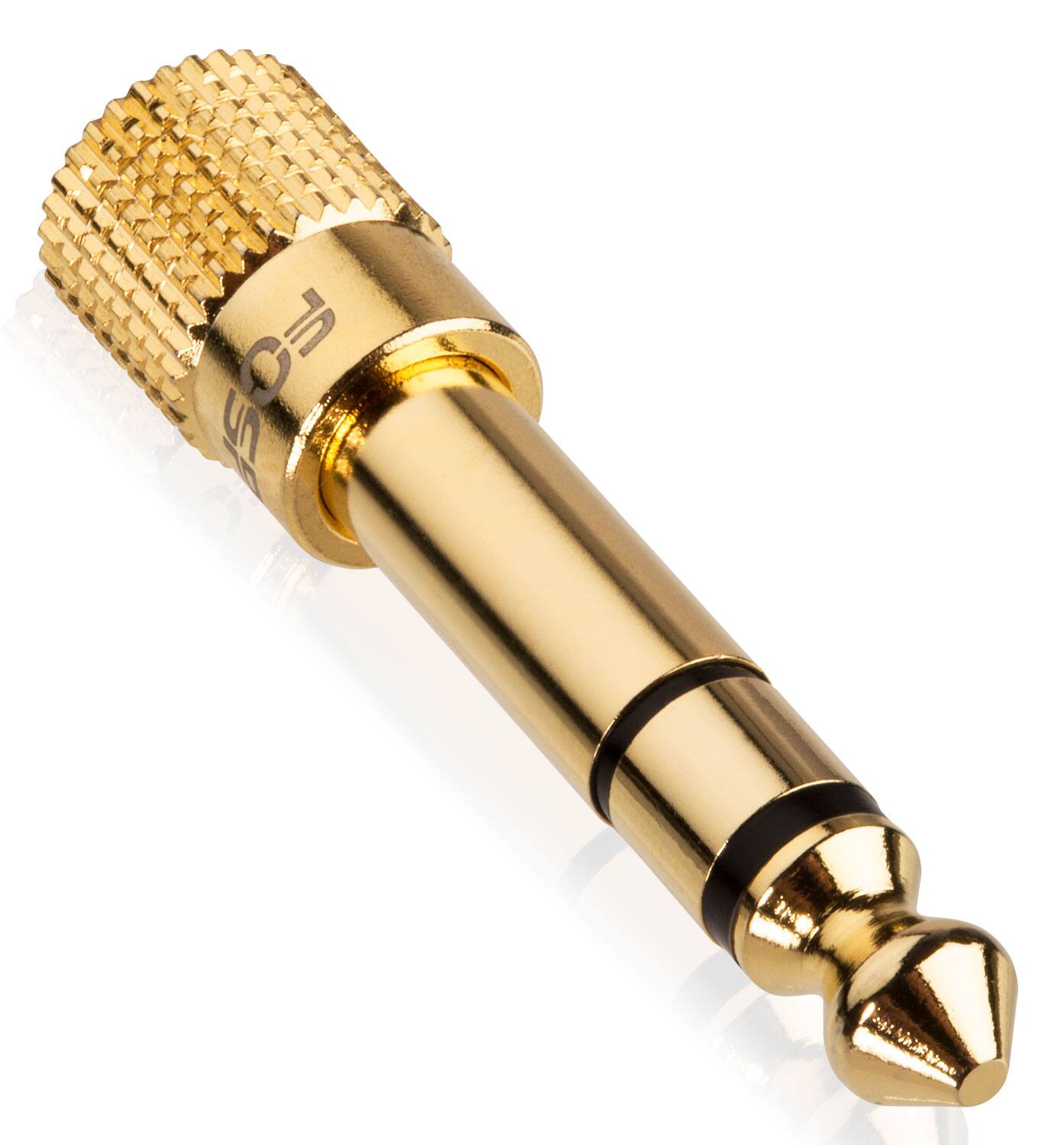 Angle. FosPower - 5 Pack 6.35mm (1/4 inch) Male to 3.5mm (1/8 inch) Female 3-Conductor TRS AUX Stereo Audio Headphone Jack Adapter - Gold.