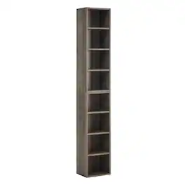 Dexmalle - Dexmalle-8-Tier Slim Media Tower Rack with Adjustable Shelves,CD DVD Storage - Gray