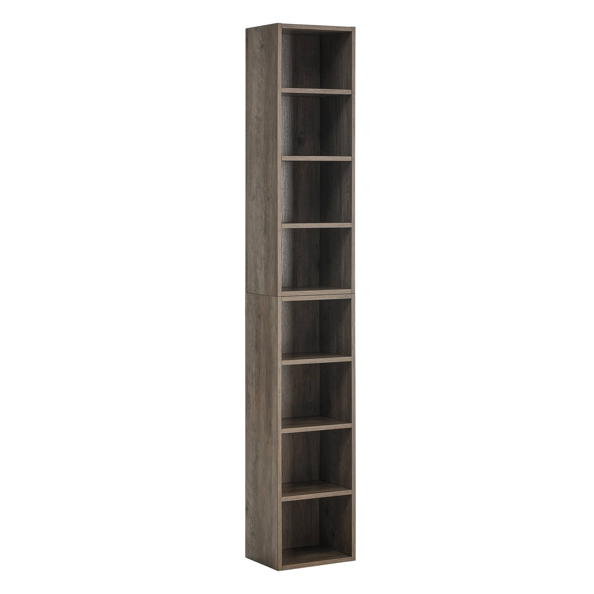 Front. Dexmalle - Dexmalle-8-Tier Slim Media Tower Rack with Adjustable Shelves,CD DVD Storage-Gray - Gray.
