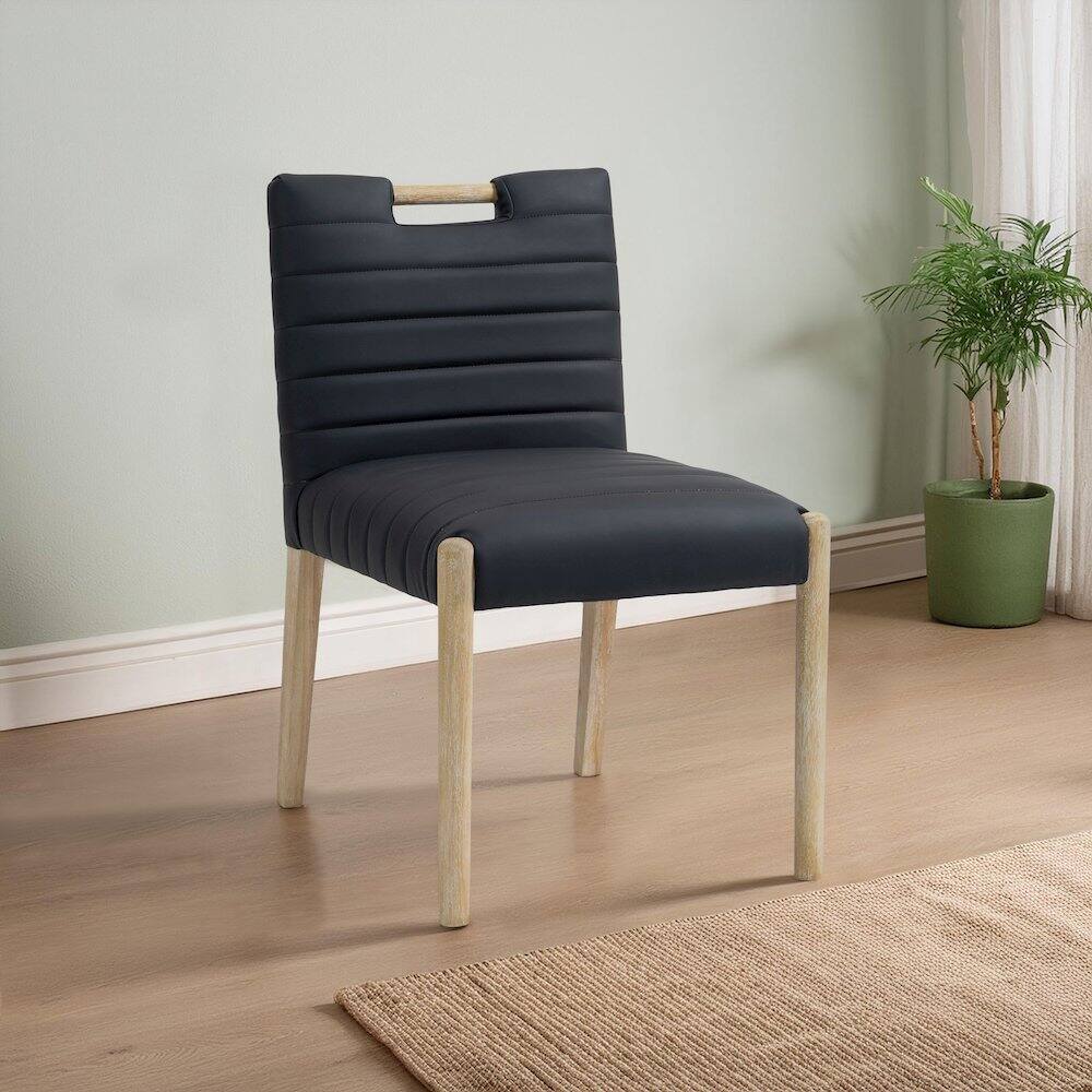 Alt View 1. Meridian Furniture - Aimee Black Vegan Leather Dining Side Chair, Set of 2 - Black.