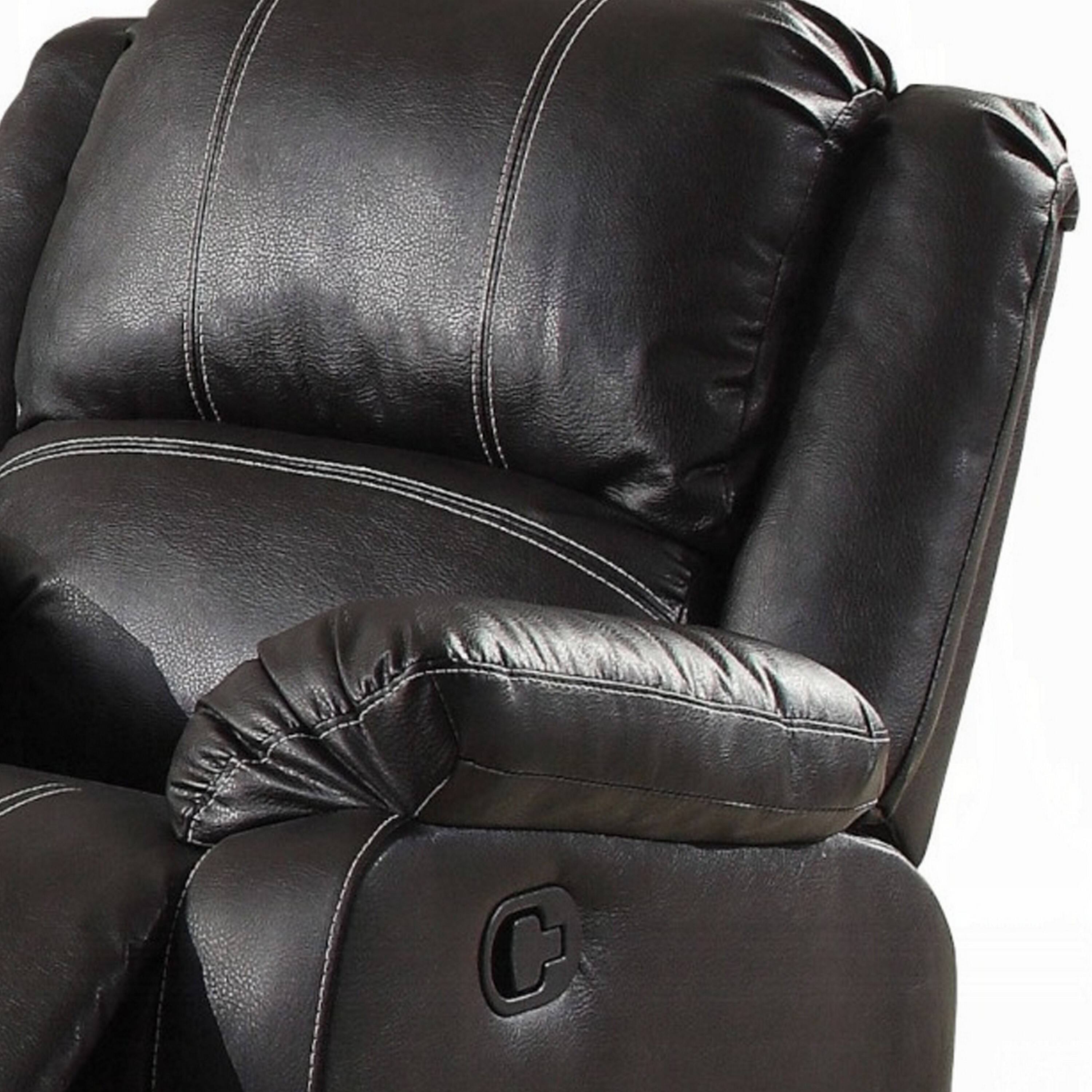 Alt View 2. Manhattan Lane - Zuru Motion Manual Rocker Recliner Chair, Plush Black Faux Leather - Black.