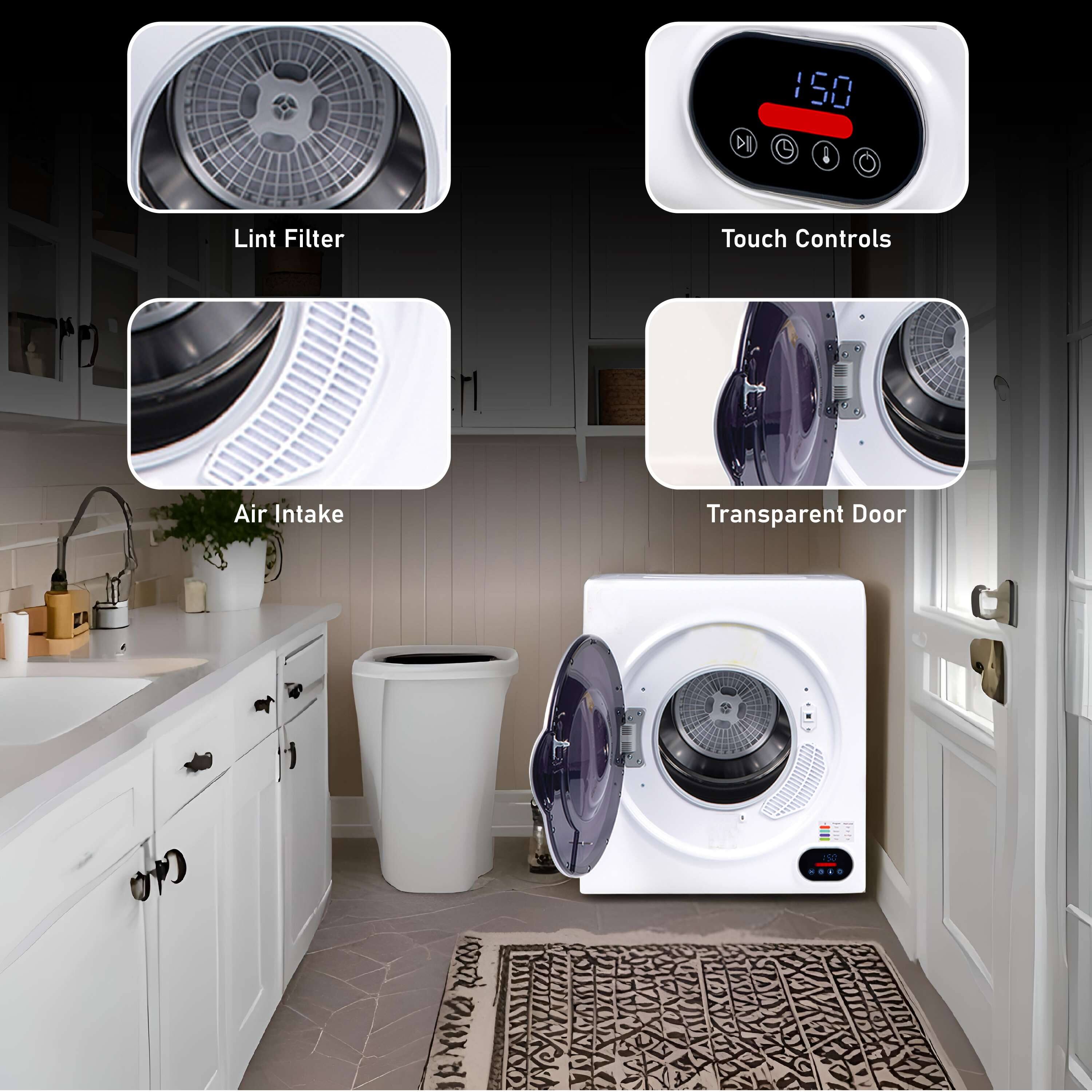 DI 150 I Lint Filter Touch Controls Air Intake Transparent Door