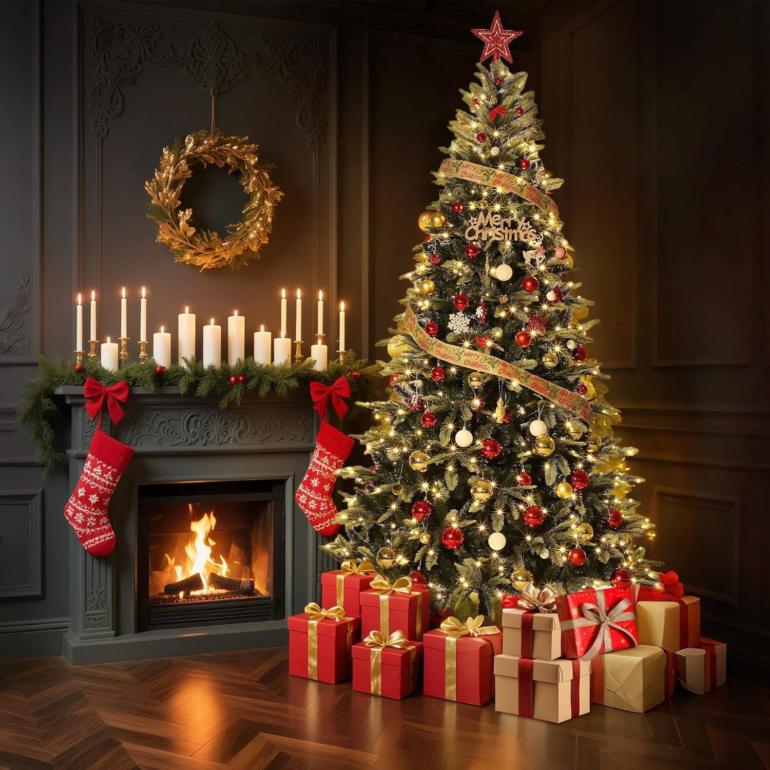 Alt View 7. Jojoka - 7.5FT Prelit Christmas Tree Artificial Xmas Tree for Indoor Outdoor Christmas Decorations - 7.5ft.