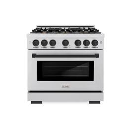 ZLINE - Autograph 36 in. Select Dual Fuel Satin Steel Range w/ 6 Burners & Black Accents (HDRSZ-36-MB) - Stainless Steel
