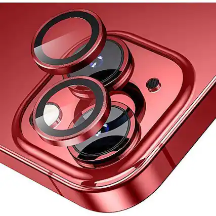 Front. Entronix - Entronix Luxury Metal Camera Lens Protector for iPhone 14/14 Plus - Red.
