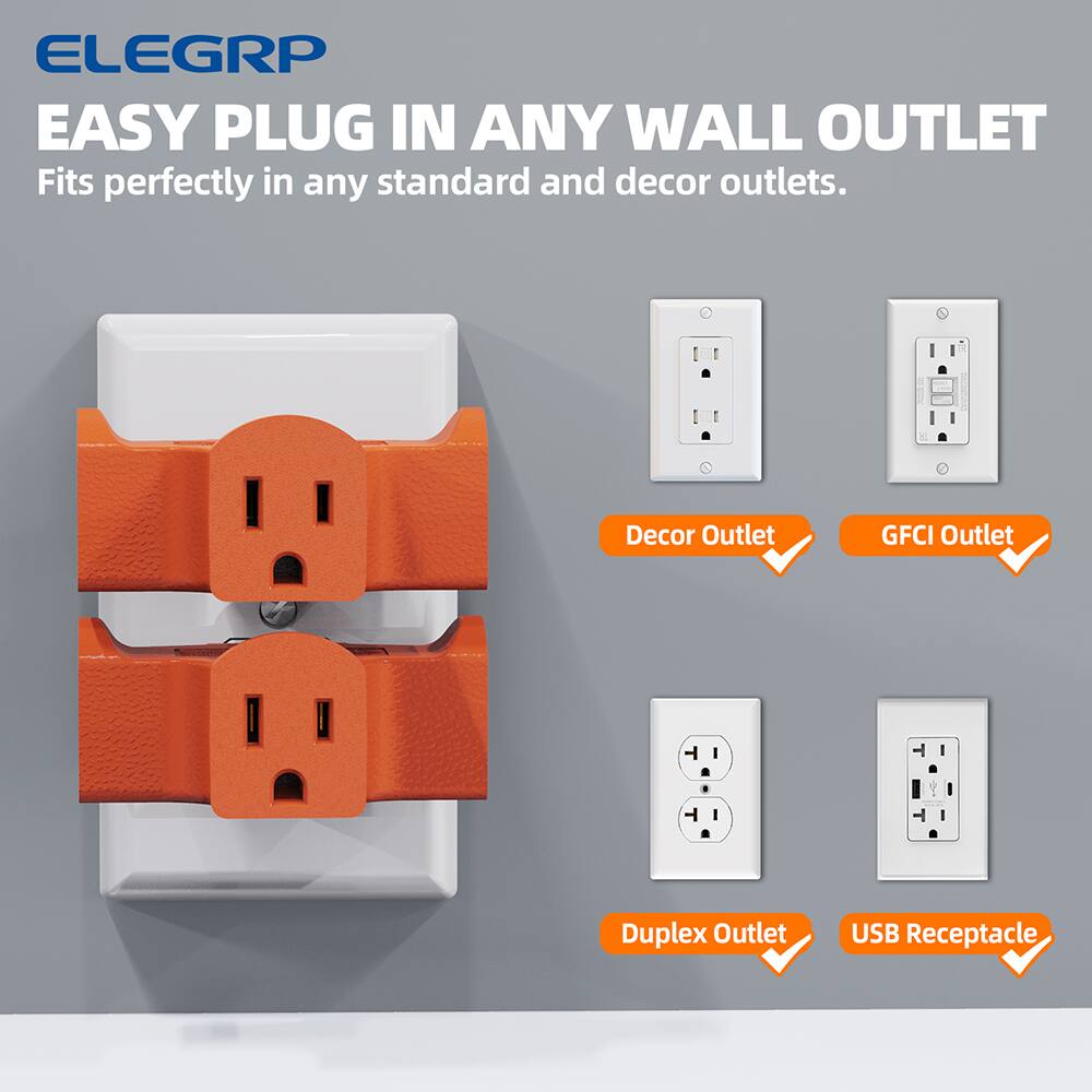 ELEGRP EASY PLUG IN ANY WALL OUTLET  
Fits perfectly in any standard and decor outlets.  

- Decor Outlet  
- GFCI Outlet  
- Duplex Outlet  
- USB Receptacle