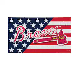 Evergreen Enterprises - Atlanta Braves 16" x 28" Stars & Stripes Patriotic Turf Mat - Multicolor