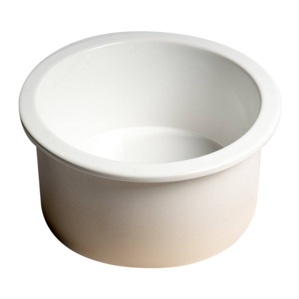 Alt View 3. Alfi - ALFI brand White Round 18 x 18 Undermount / Drop In Fireclay Prep Sink - White.