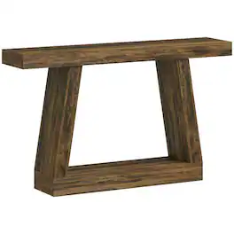 PULUZ - 55 inch Farmhouse Console Table, 2-Tier Entryway Table with Storage for Hallway, Living Room, Behind Couch - Rustic Brown