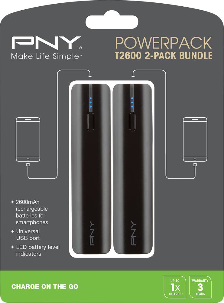 Best Buy: PNY PowerPack 2600 USB Rechargeable External Batteries (2 ...