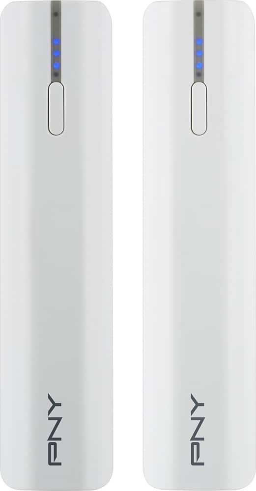 Front. PNY - PowerPack 2600 USB Rechargeable External Batteries (2-Pack) - White.