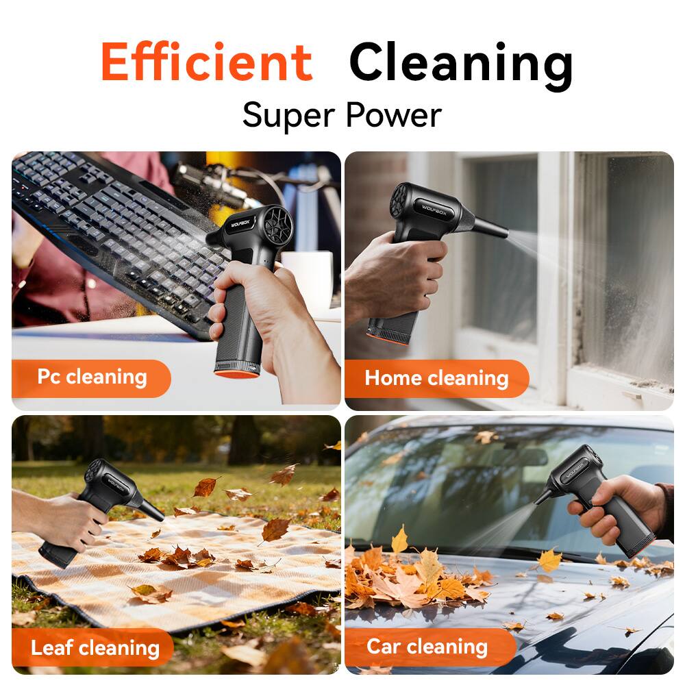 Efficient Super Power  
YOUN  
WOLFBOX  
Pc cleaning  
Home cleaning  
Leaf cleaning  
Car cleaning