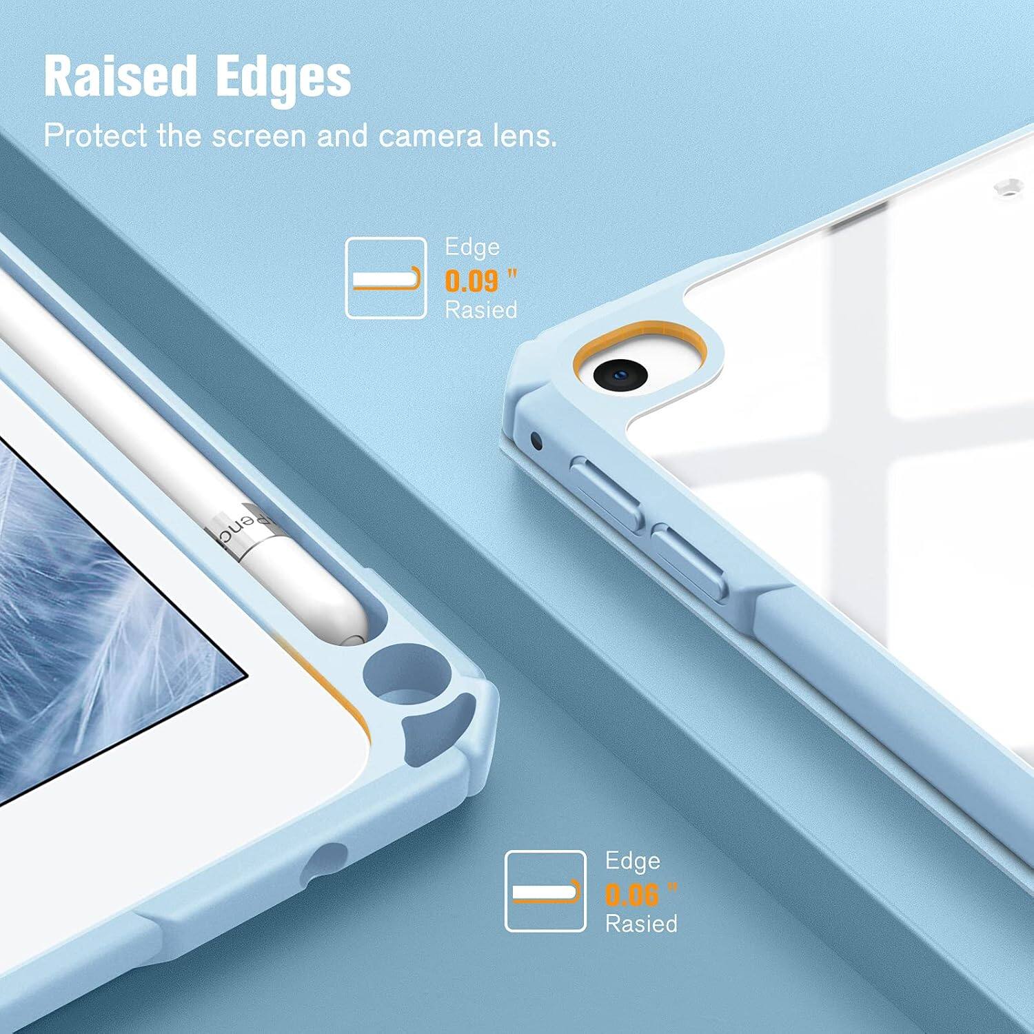Raised Edges Protect the screen and camera lens.  
Edge 0.09" Raised  
Edge 0.06" Raised