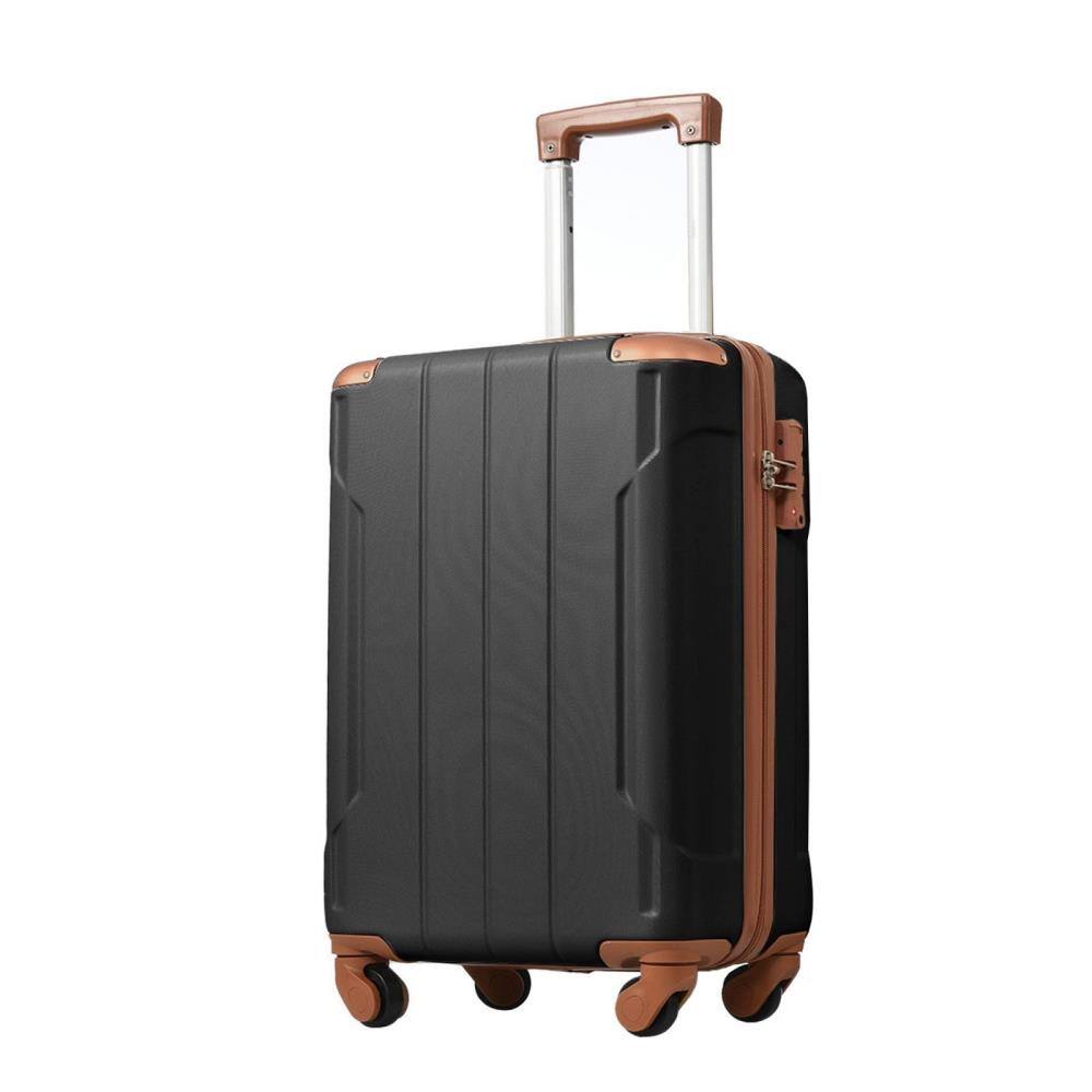 Front. BreeBe - 20-Inch Hardshell ABS Carry-On Luggage, Lightweight Suitcase with Double Spinner Wheels and TSA Lock - Black, Brown.