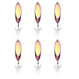 Unique Bargains - Fishing Spoons Lures, Metal Saltwater Treble Trout Lures Jigging Spoon with Treble Hooks Spinner 6pcs 1 oz - Colorful