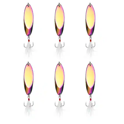 Front. Unique Bargains - Fishing Spoons Lures, Metal Saltwater Treble Trout Lures Jigging Spoon with Treble Hooks Spinner 6pcs 1 oz - Colorful.