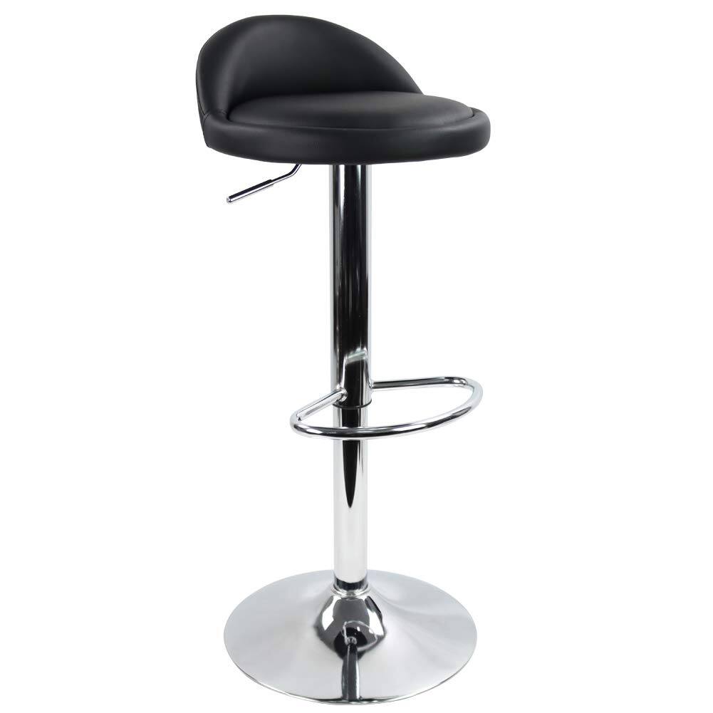 Front. JETRANSPORT - Pu Leather Round Bar Stool With Rest Height Adjustable Swivel Pub Chair Home Kitchen Stools Backless - Black.