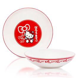 Silver Buffalo - Sanrio Hello Kitty Bows 9-Inch Ceramic Coupe Dinner Bowl - Red