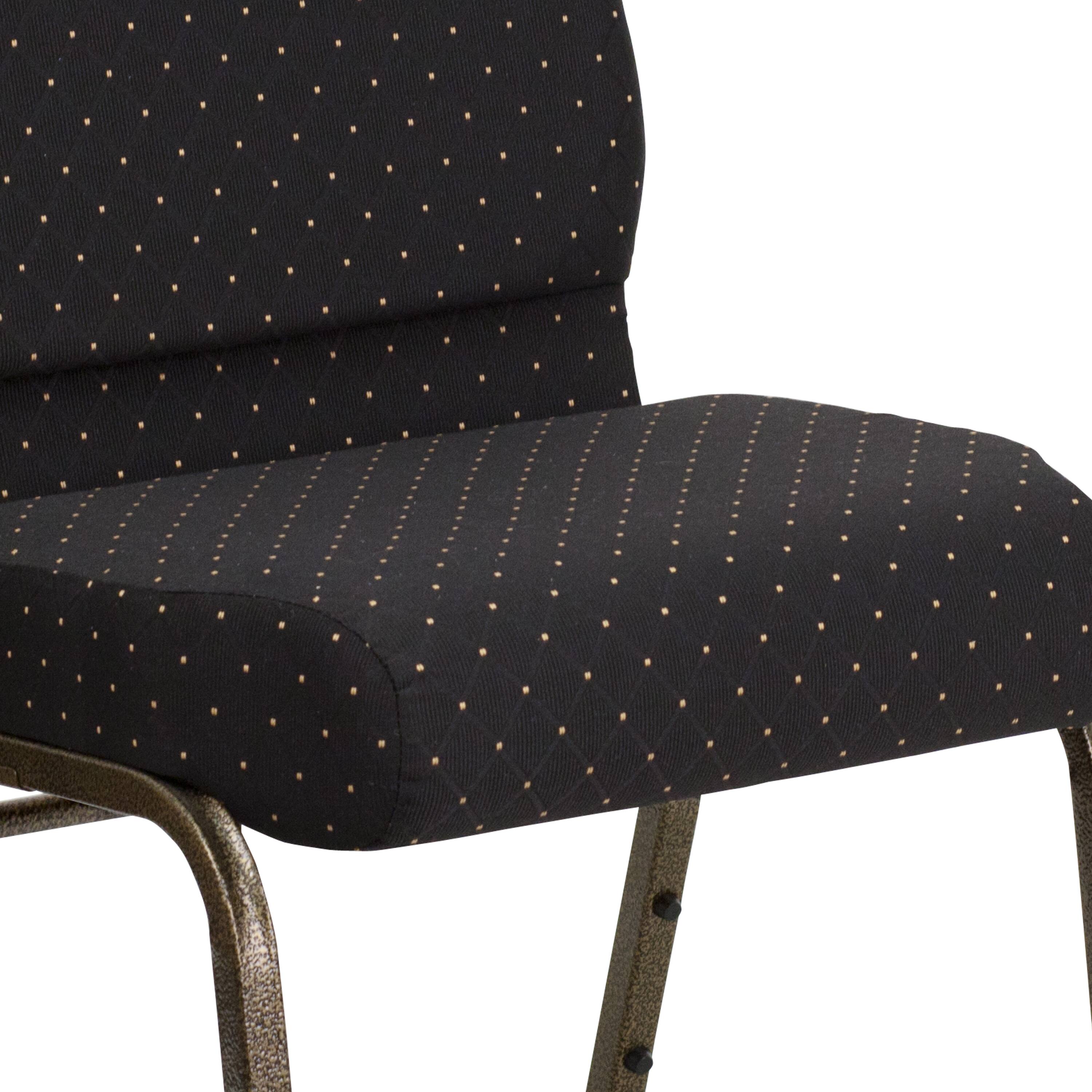 Alt View 9. Emma + Oliver - 4 Pack 21''W Stacking Church Chair - Black Dot Patterned Fabric/Gold Vein Frame.
