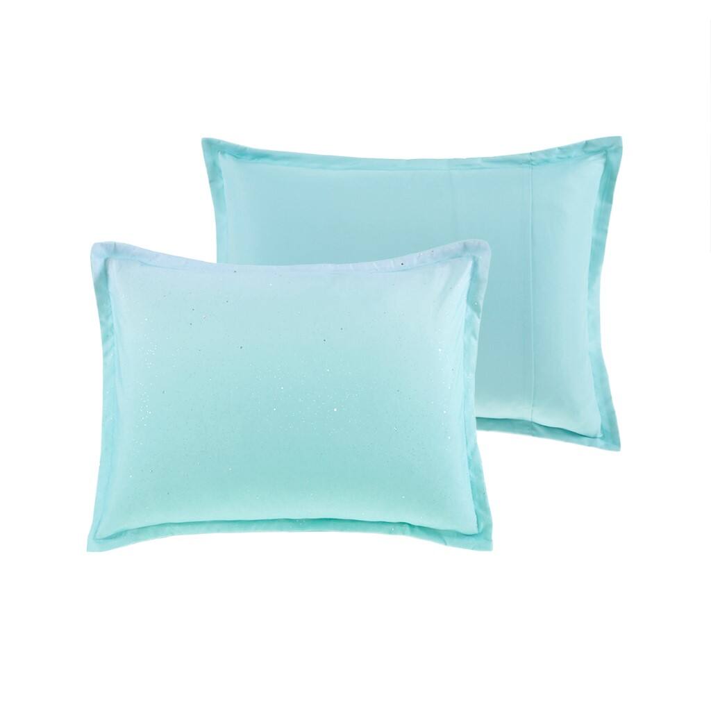 Alt View 4. Gracie Mills - Gracie Mills Dagny Whimsical Ombre Glitter Reversible Duvet Cover Set - Aqua.