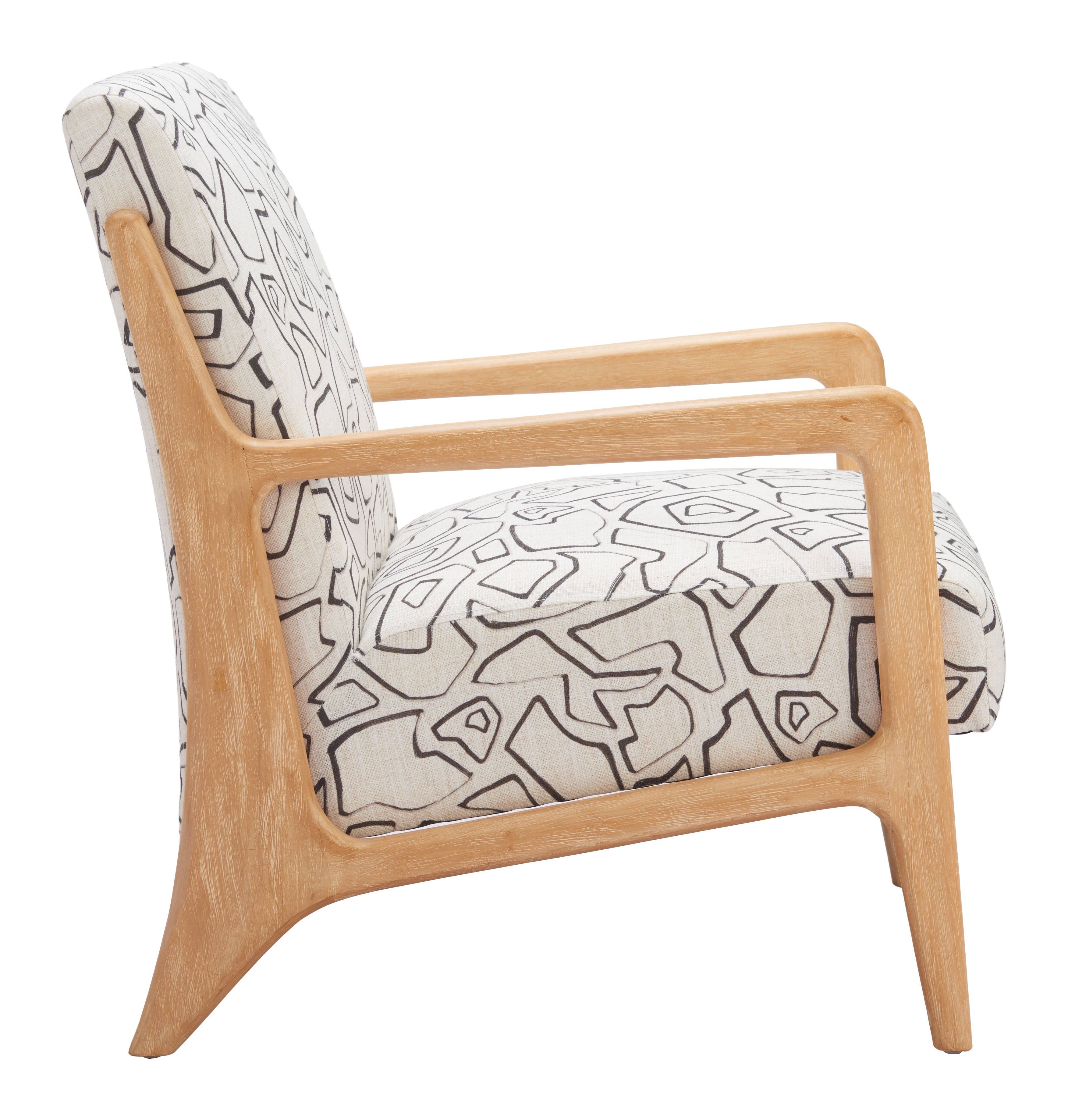 Back. Hivvago - Runa Accent Chair Beige & Natural - Beige & Natural.