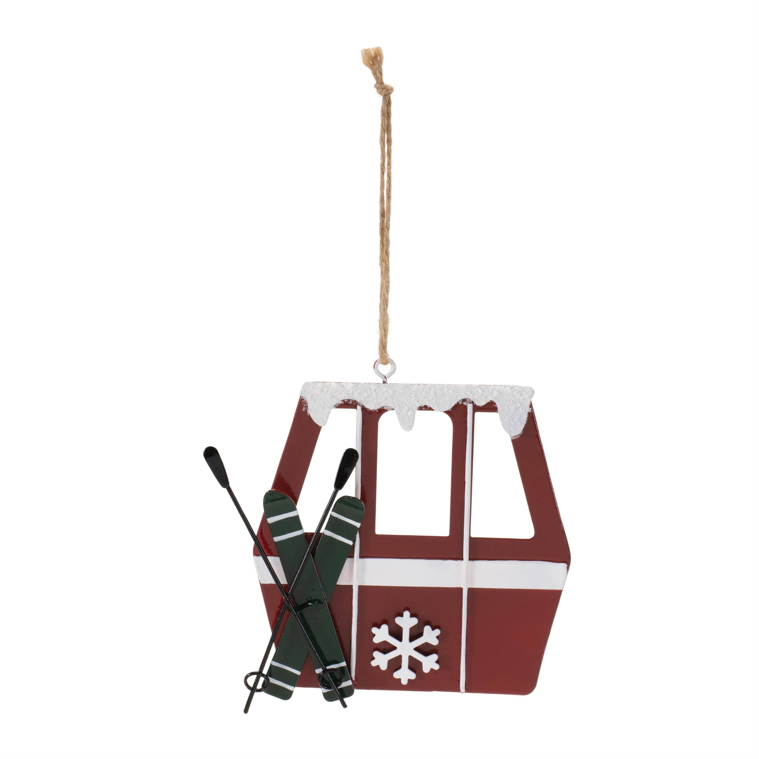 Left. BreeBe - Metal Gondola Ornament (Set of 12) - Red, White.