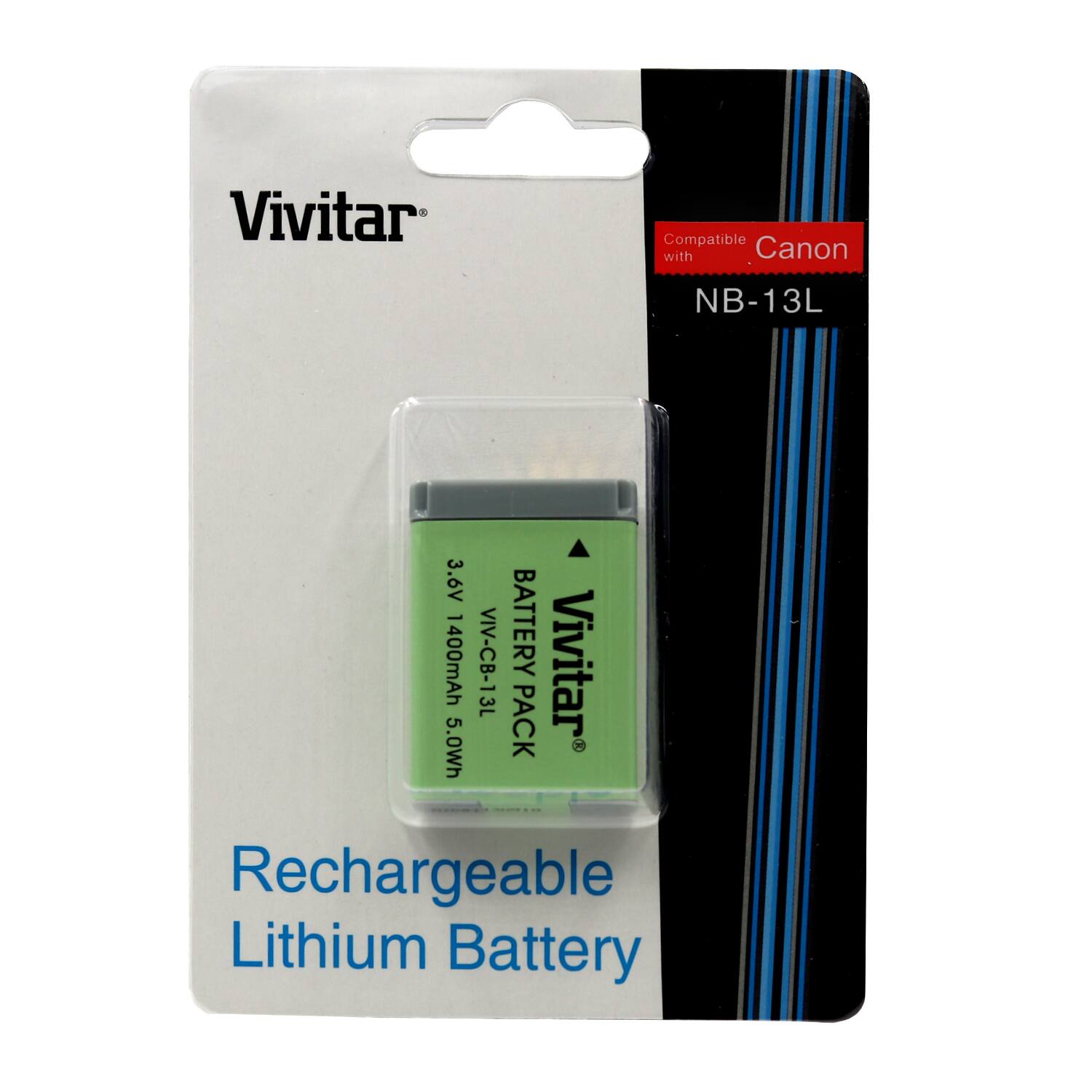 Vivitar Compatible Canon with NB-13L 3.6V 1400mAh VIV-CB-13L Battery Vivitar 3L 5.0Wh Pack Rechargeable Lithium Battery