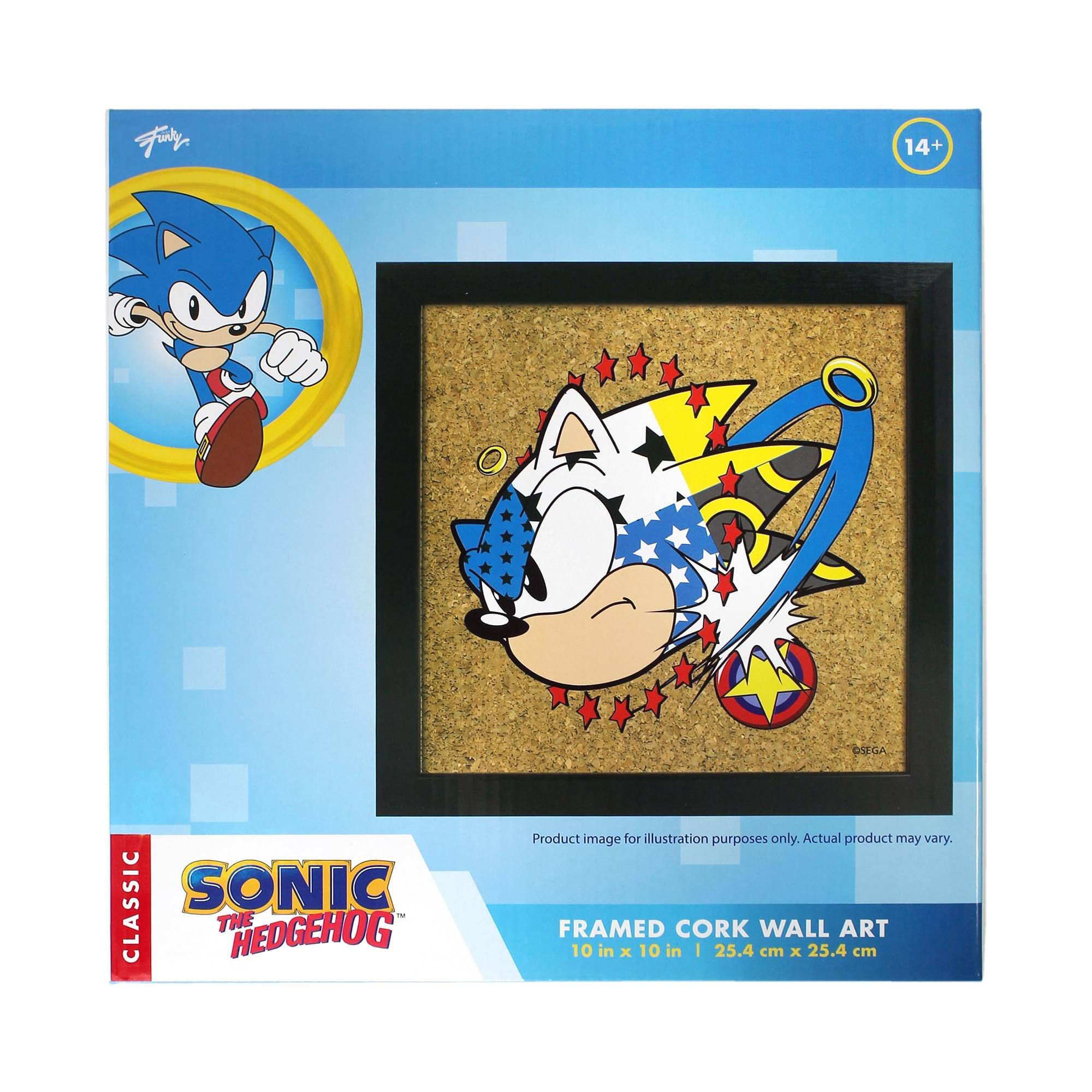 14+ GSEGA CLASSIC SONIC -- THE HEDGEHOG  
Product image for illustration purposes only. Actual product may vary.  
FRAMED CORK WALL ART  
10 in x 10 in | 25.4 cm x 25.4 cm