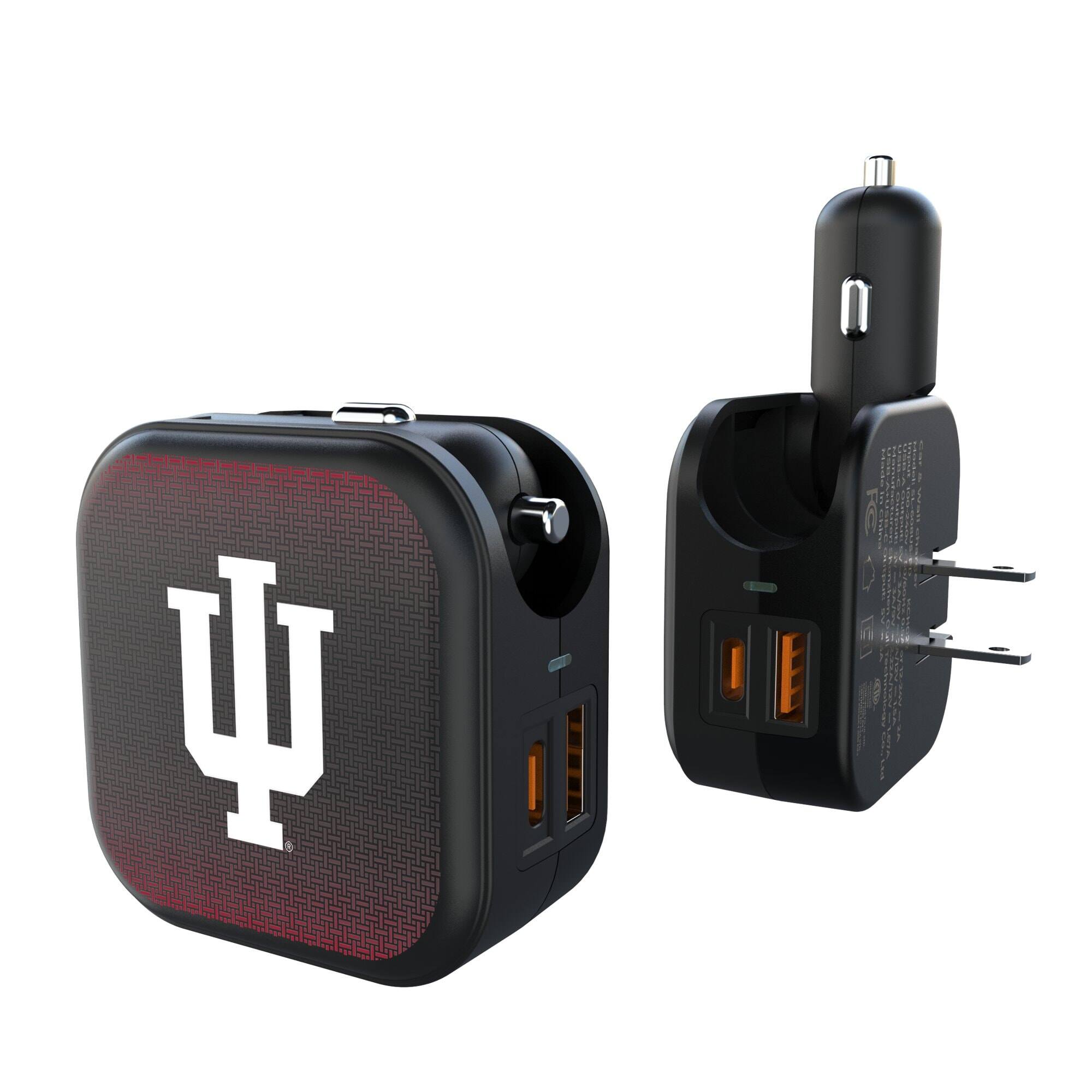Front. Keyscaper - Indiana Hoosiers 2-in-1 USB A/C Charger - Black.