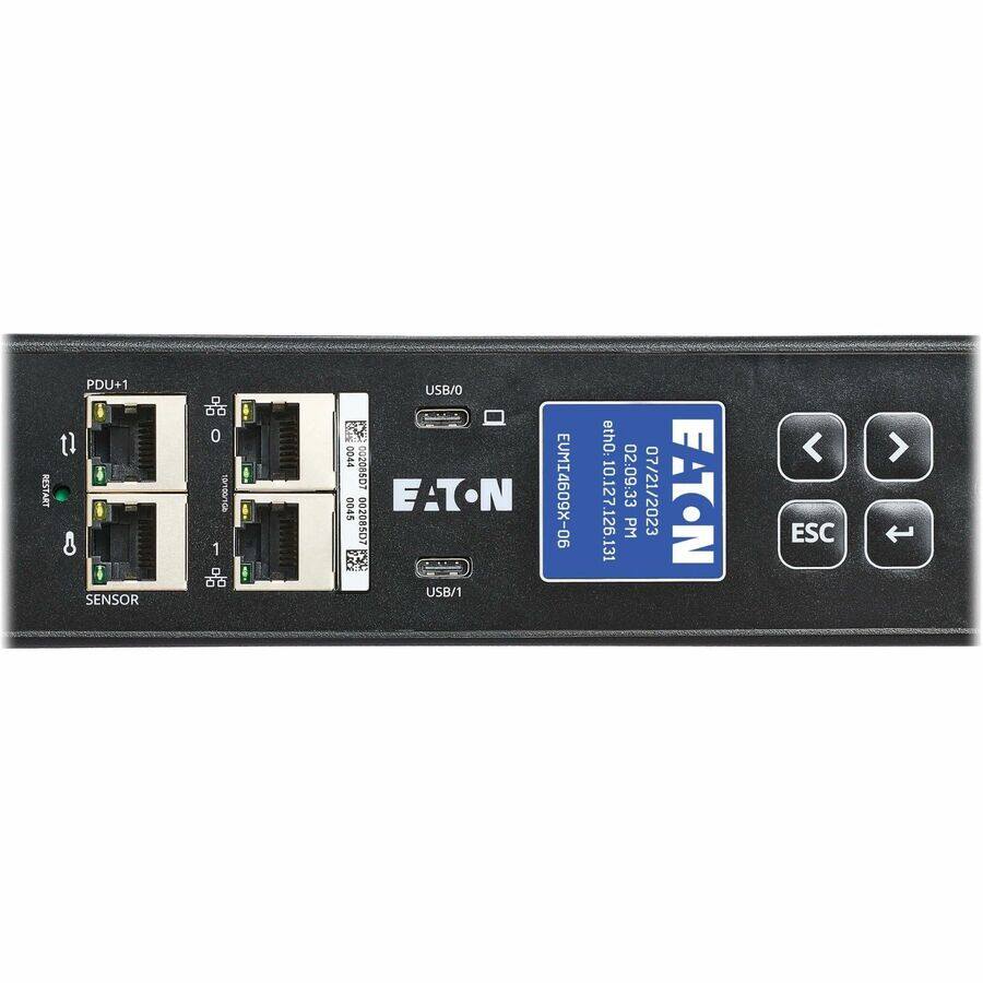 RESTART PDU+1 1l 8 SENSOR 06 0 10n00/1ca 1 06 USB/0 2 1900 002085D7 0045 EATON 00208507 3 : PNCC USB/1 EUMI4609X-06 eth0: 02:09-33 10.127.126.131 PM 07/21/2023 E.TON < ESC