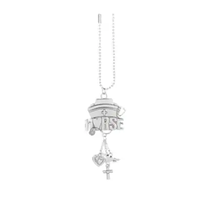 Front. Ganz - Silver Loving Nurse Car Charm 7.5 Inch with Silver Chain - Silver.