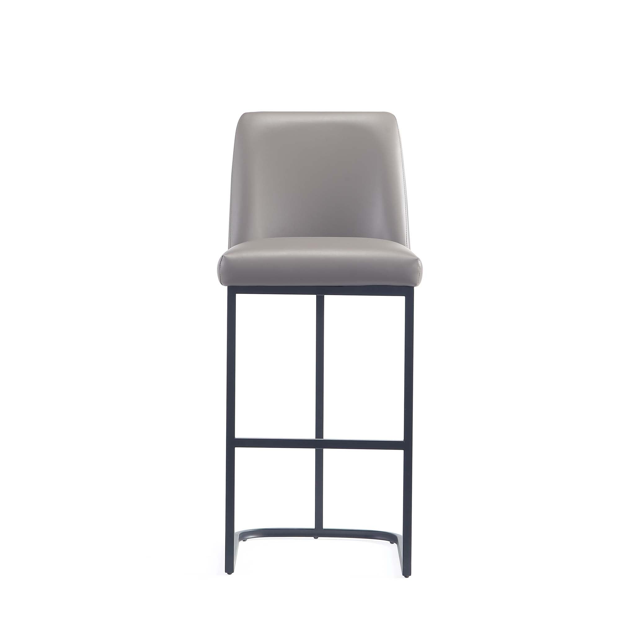 Alt View 2. Manhattan Comfort - Serena Modern Metal Upholstered Barstool - Set of 3 - Taupe.