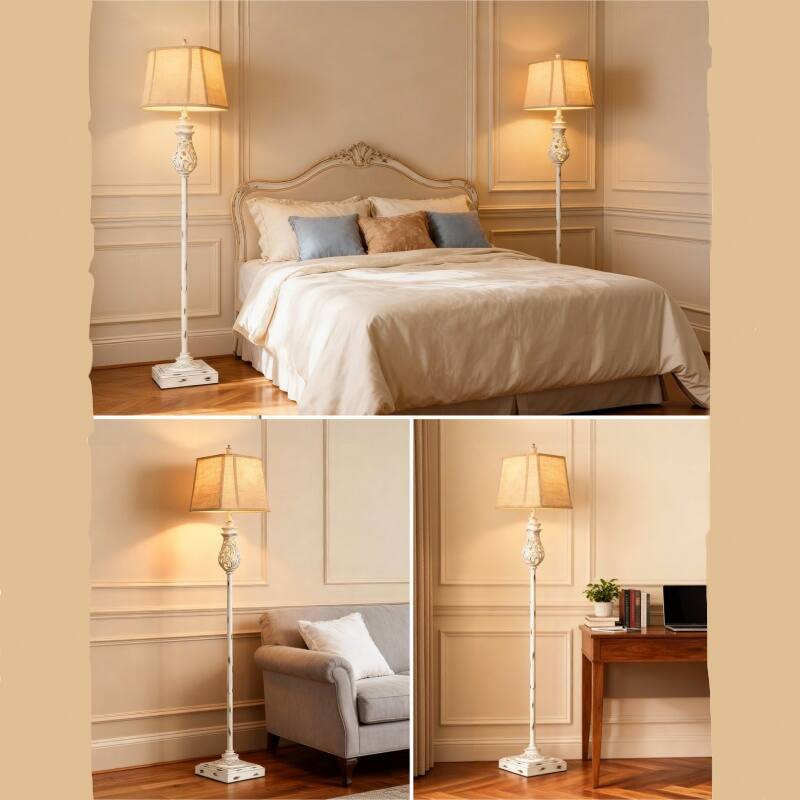 Alt View 1. Akoasm - 63in. Floor Lamp with Night Light, Linen Fabric Lampshade for Living Room, Bedroom, Office (Includes Bulb).
