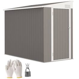 Outsunny - x 8' Lean to Garden Storage Shed, Outdoor Metal Tool House with Lockable Door Vents for Backyard Patio Lawn