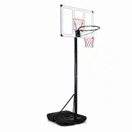 Costway - Portable Basketball Hoop 4.1-10 FT Adjustable Goal with Wheels for Kids Youth Adults - Black