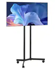 Front. VEVOR - Rolling TV Stand, Mobile TV Cart for 32-65 Inch Screens, Height Adjustable, Portable Monitor Stand with Wheels - Black.