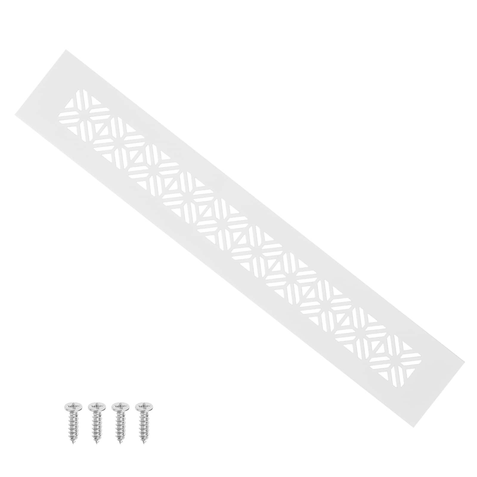 Unique Bargains - 12"x2" Door Air Vent Cover, Heavy Duty Aluminum Alloy Grille Louvered with Mounting Screws for Cabinet Wardrobe - White