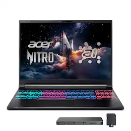 Acer - Nitro V 16" WUXGA Gaming Laptop,Intel 7 240H,RTX 5060,16GB RAM,1TB SSD+1TB Dock Set,Backlit Keyboard,Win 11 - Black