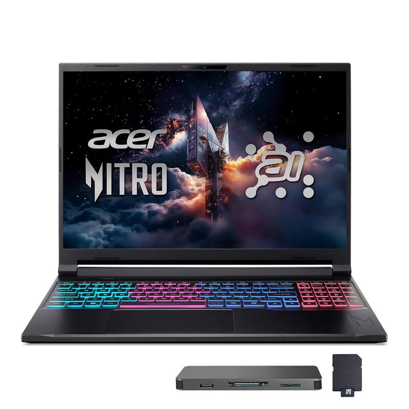 Acer - Nitro V 16" WUXGA Gaming Laptop,Intel 7 240H,RTX 5060,16GB RAM,1TB SSD+1TB Dock Set,Backlit Keyboard,Win 11 - Black