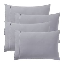 Sweet Home Collection - Solid Flannel Pillowcases (Set of 4), Ultra Soft, Standard - Silver