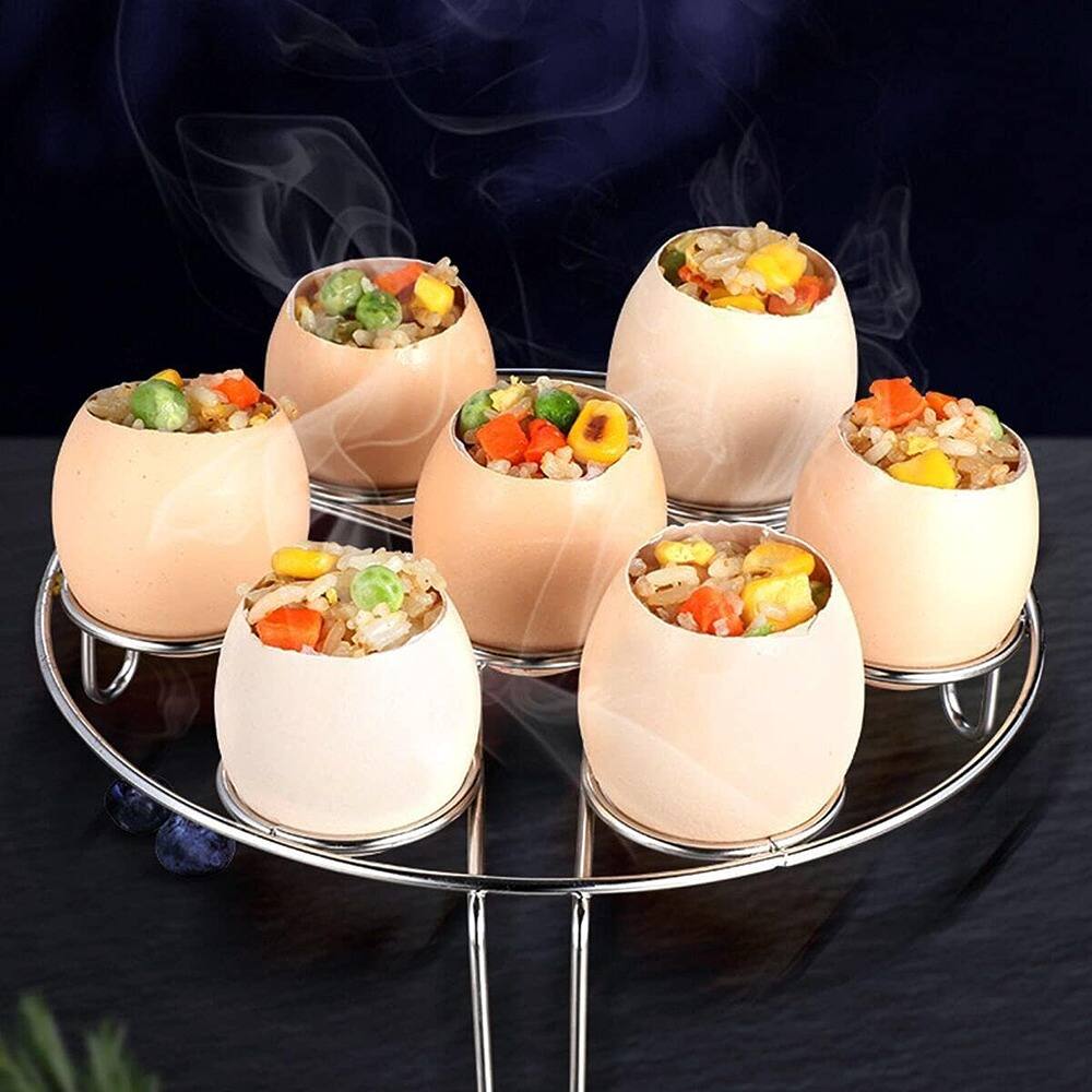 Left. RTMB - Stainless Steel Egg Cracker & Shell Topper Cutter Kitchen Tool - Silver.