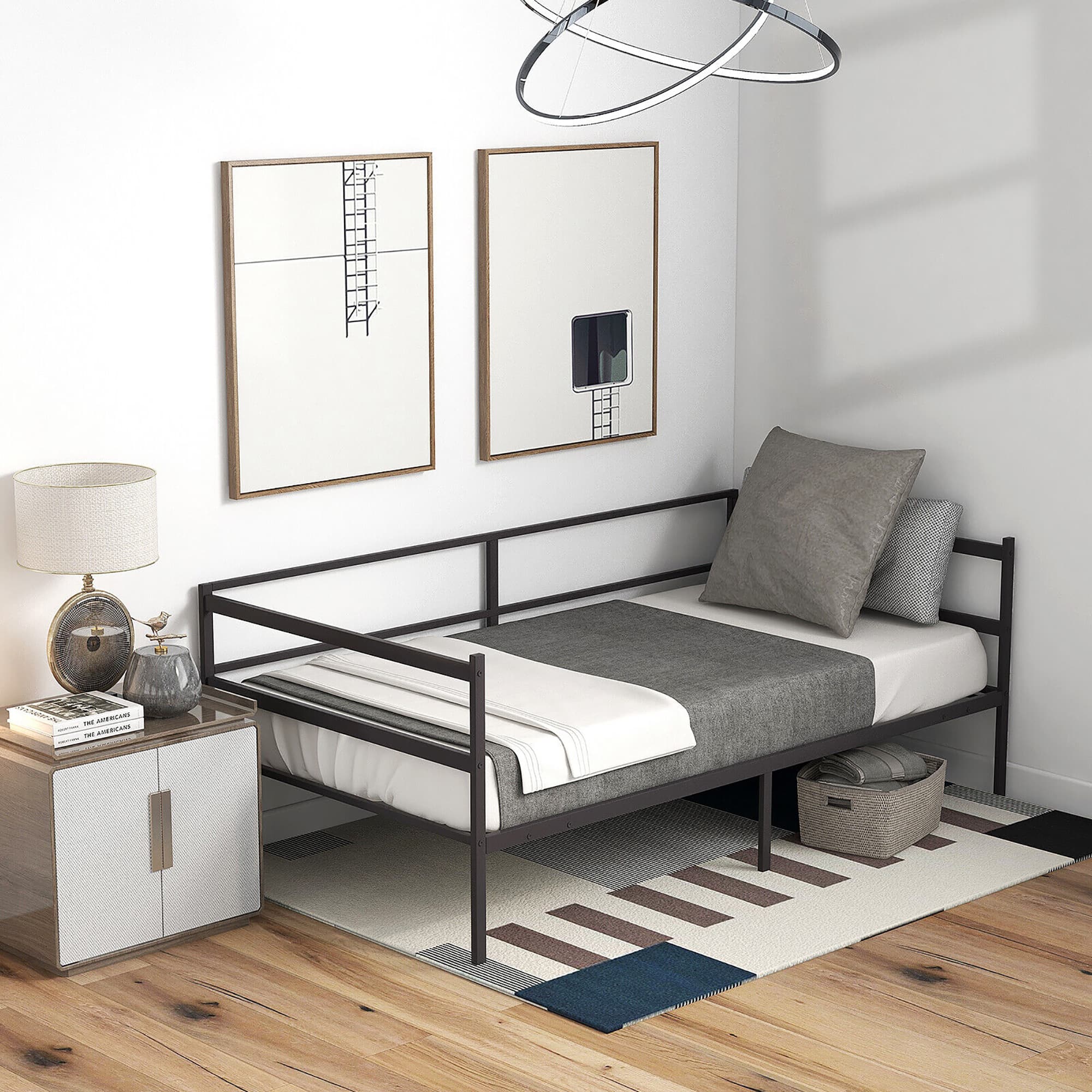 Gymax - Twin Metal Daybed Frame Dual-use Platform Sofa Bed for Living Room Bedroom - Black price history on PriceWatchPro