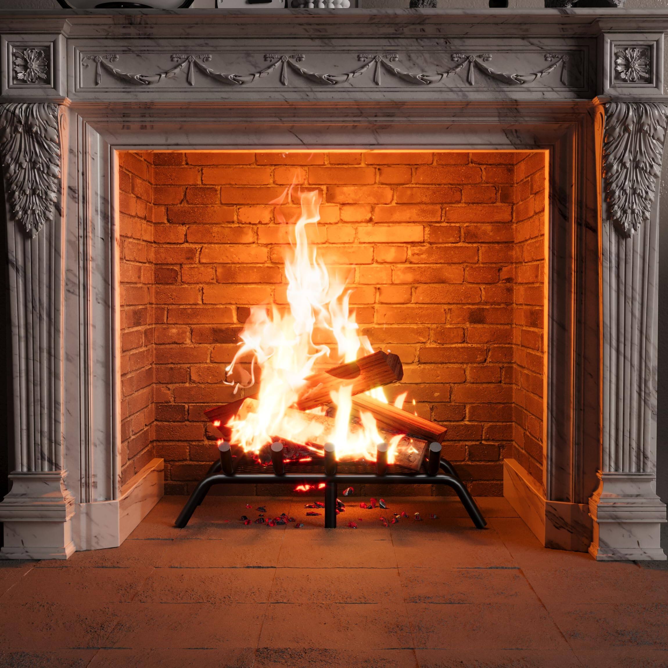 Back. JETRANSPORT - 17 Inch Fireplace Grate With Ember Retainer Log Heavy Duty Steels Wrought Cast Iron For Indoor Hearth Outdoor - 17 inch.